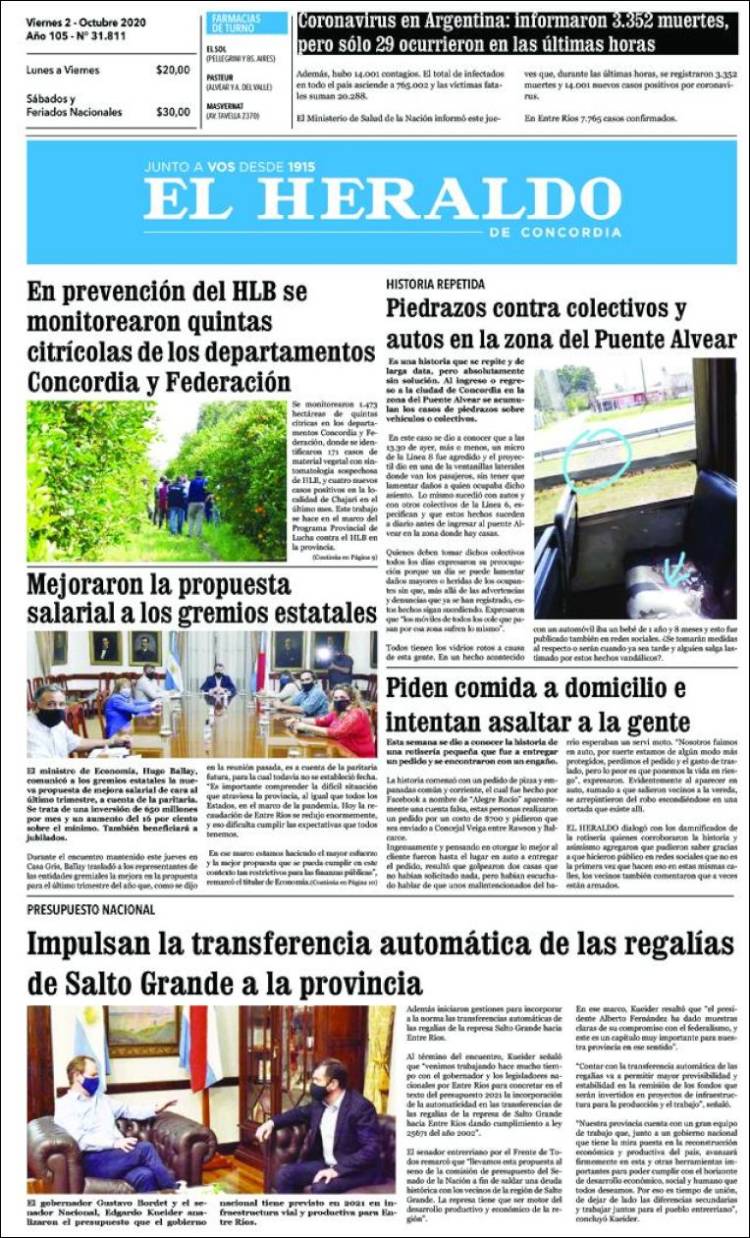 Portada de El Heraldo de Concordia (Argentina)