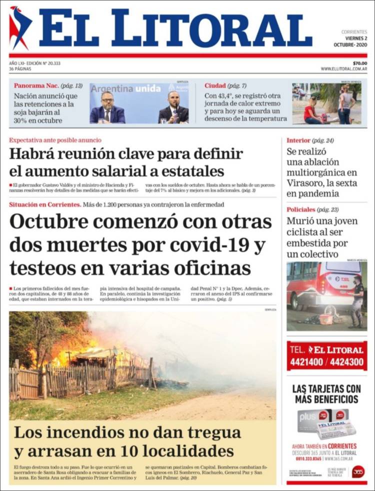 Portada de El Litoral Corrientes (Argentina)