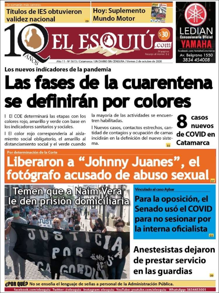 Portada de El Esquiu (Argentina)