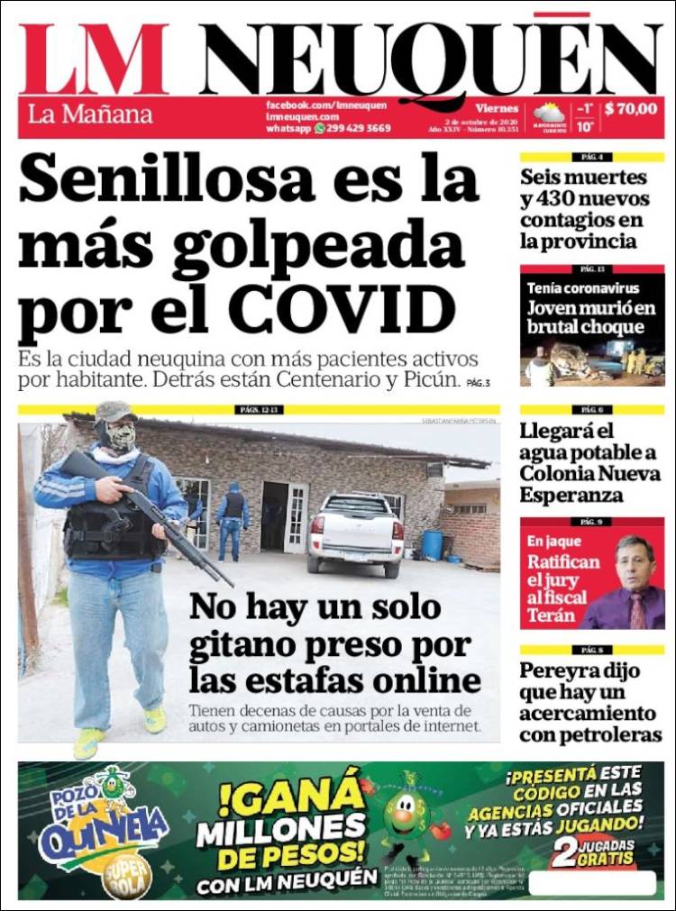 Portada de La Mañanade Neuquén (Argentina)