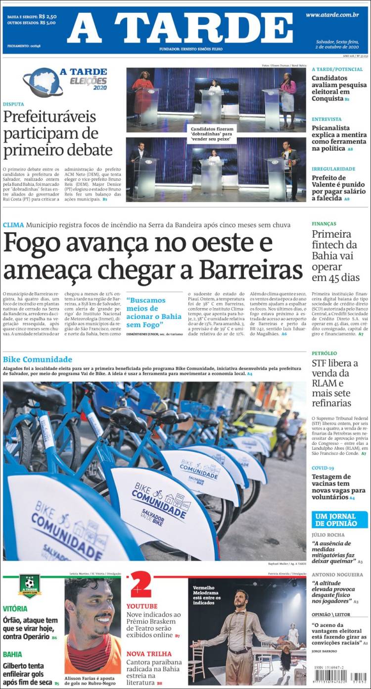 Portada de Diário A Tarde (Brasil)