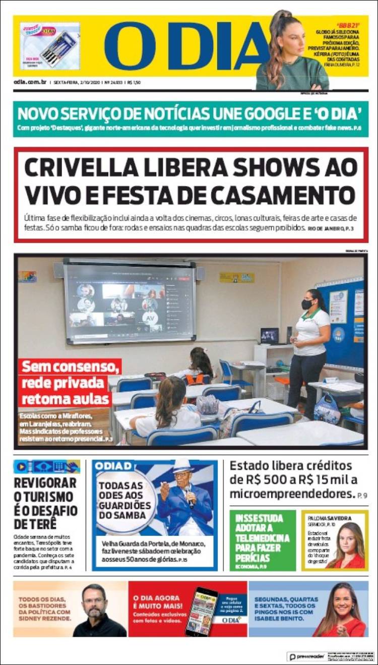 Portada de O Dia (Brasil)