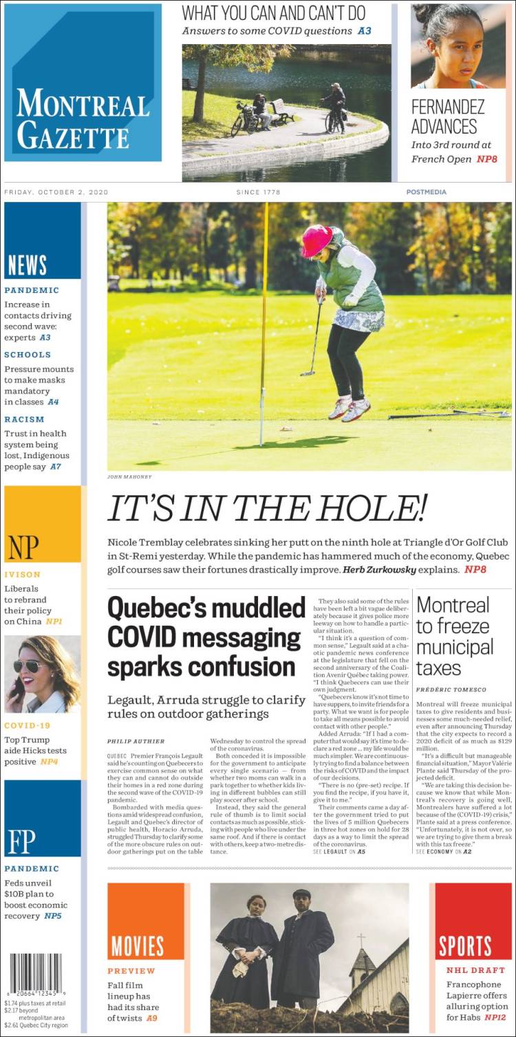 Portada de The Gazette (Canad&aacute;)