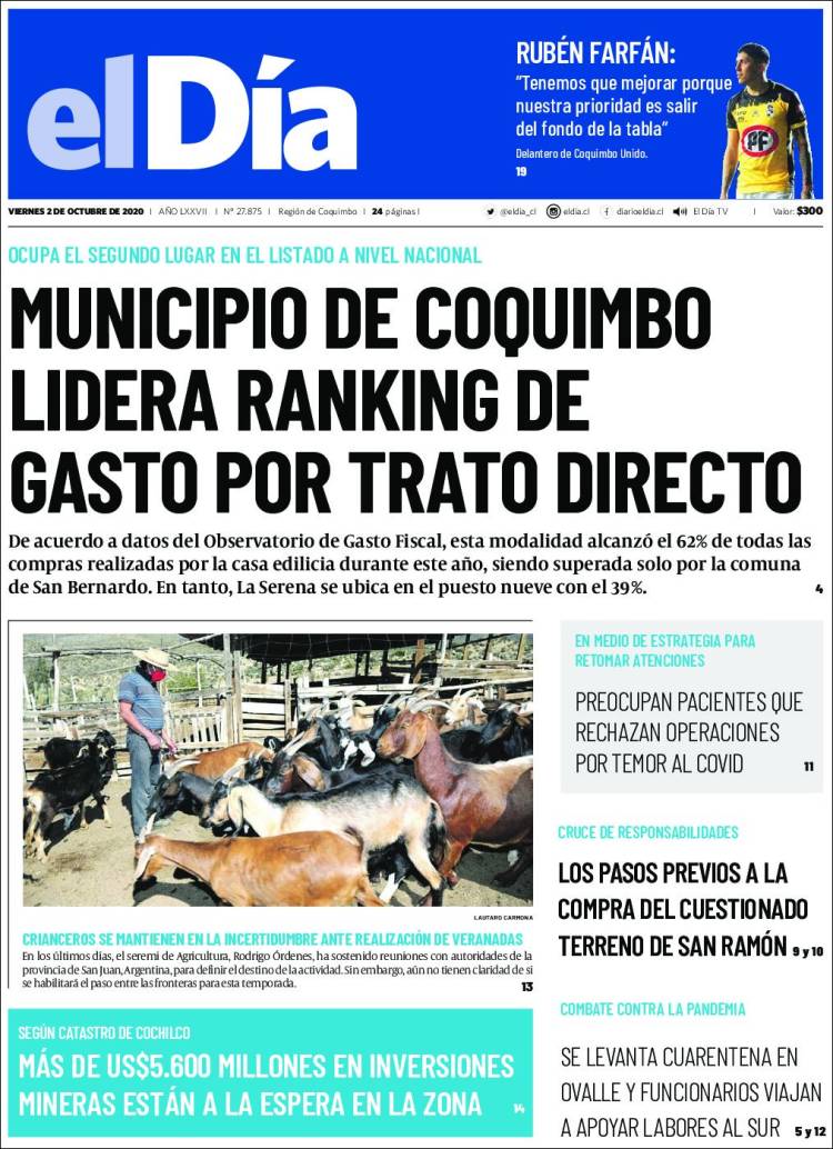 Portada de El Día (Chile)