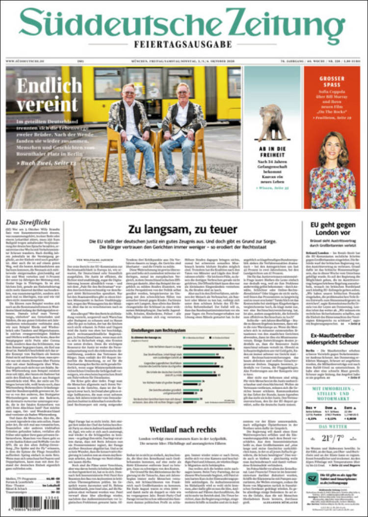 Portada de Sueddeutsche (Alemania)