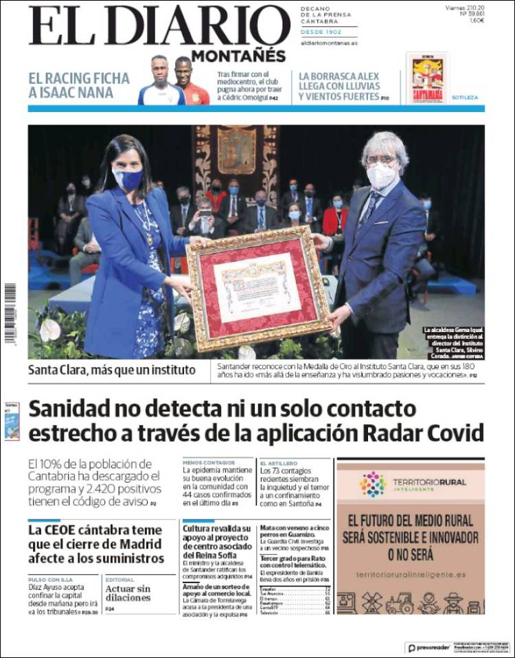 Portada de El Diario Montañés (Espa&ntilde;a)