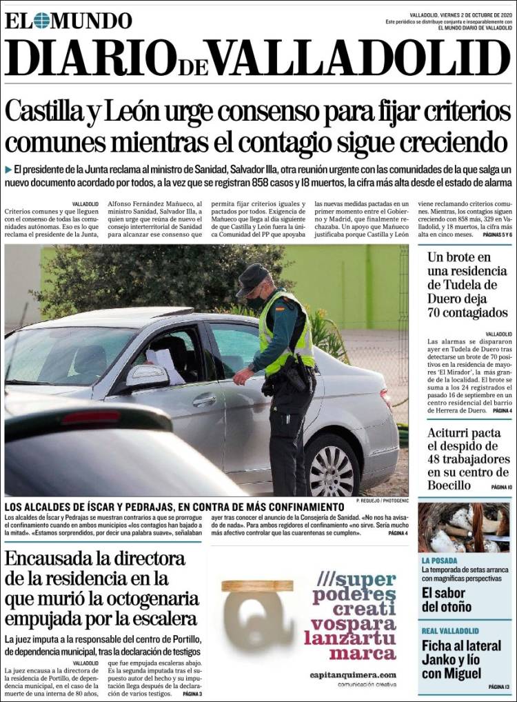 Portada de Diario de Valladolid (Espa&ntilde;a)