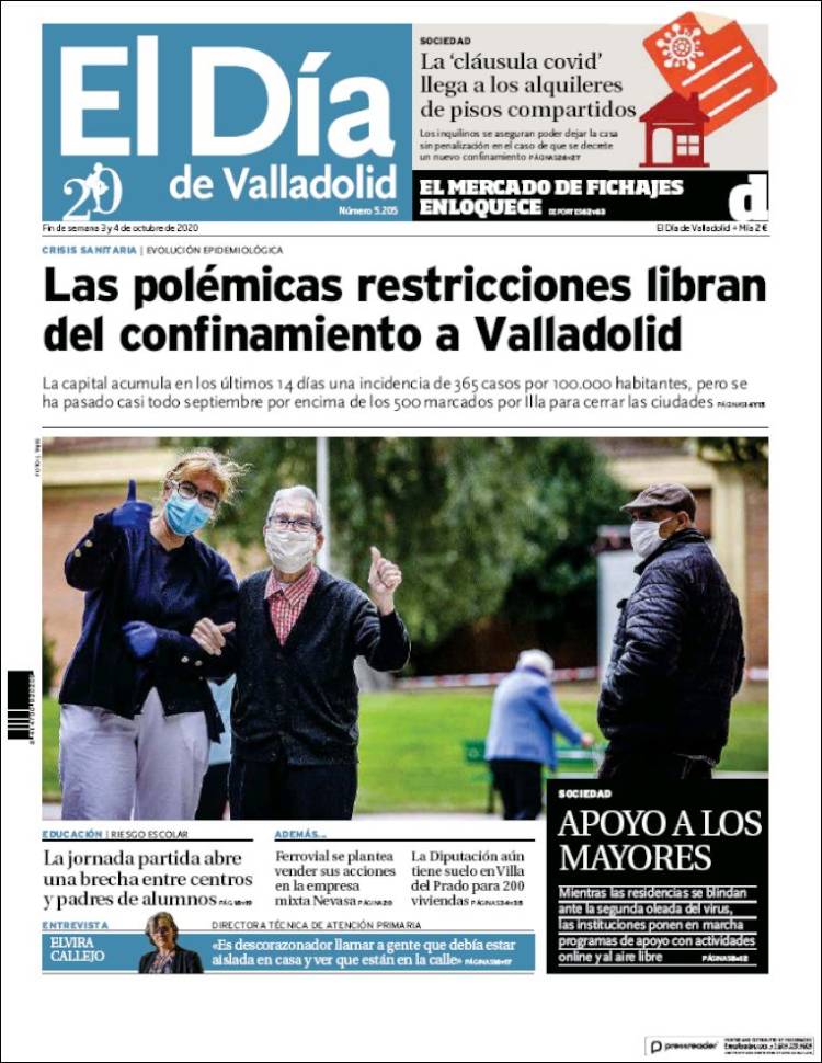 Portada de El Día de Valladolid (Espa&ntilde;a)