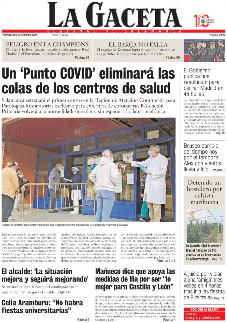 Portada de La Gaceta de Salamanca (Espa&ntilde;a)