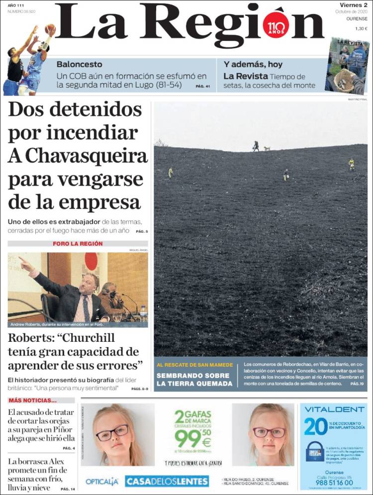 Portada de La Región de Ourense (Espa&ntilde;a)