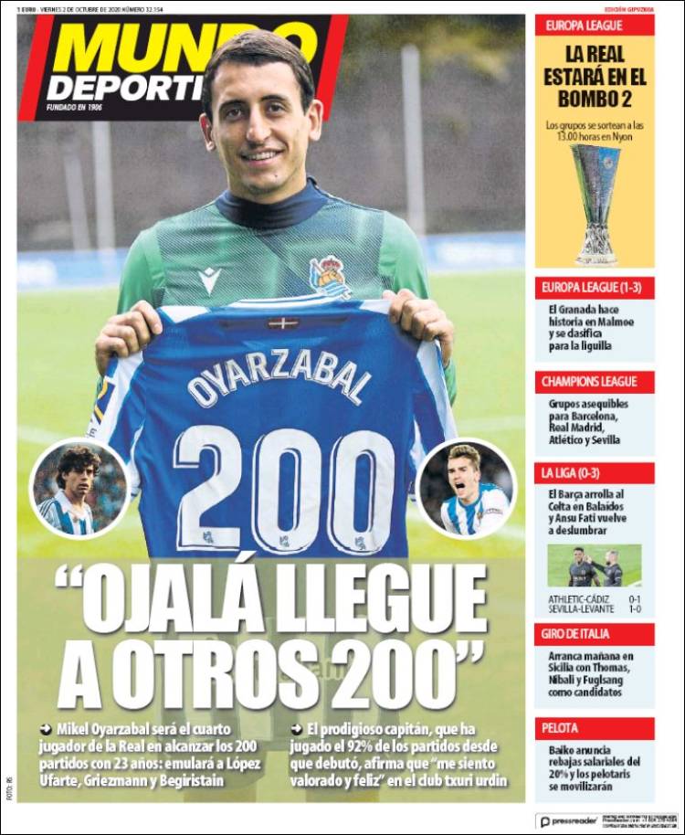 Portada de Mundo Deportivo Gipuzkoa (Espa&ntilde;a)