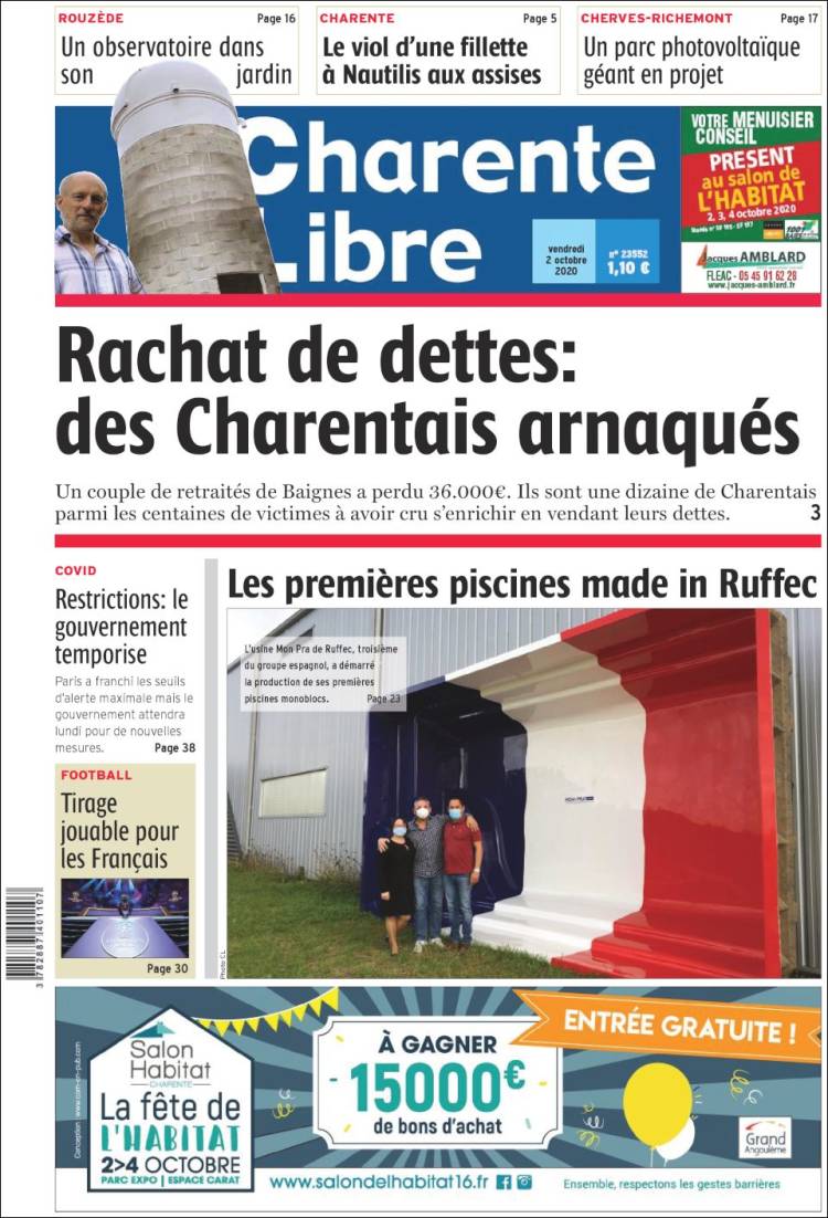 Portada de Charente Libre (Francia)