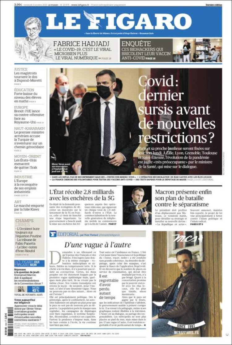 Portada de Le Figaro (Francia)