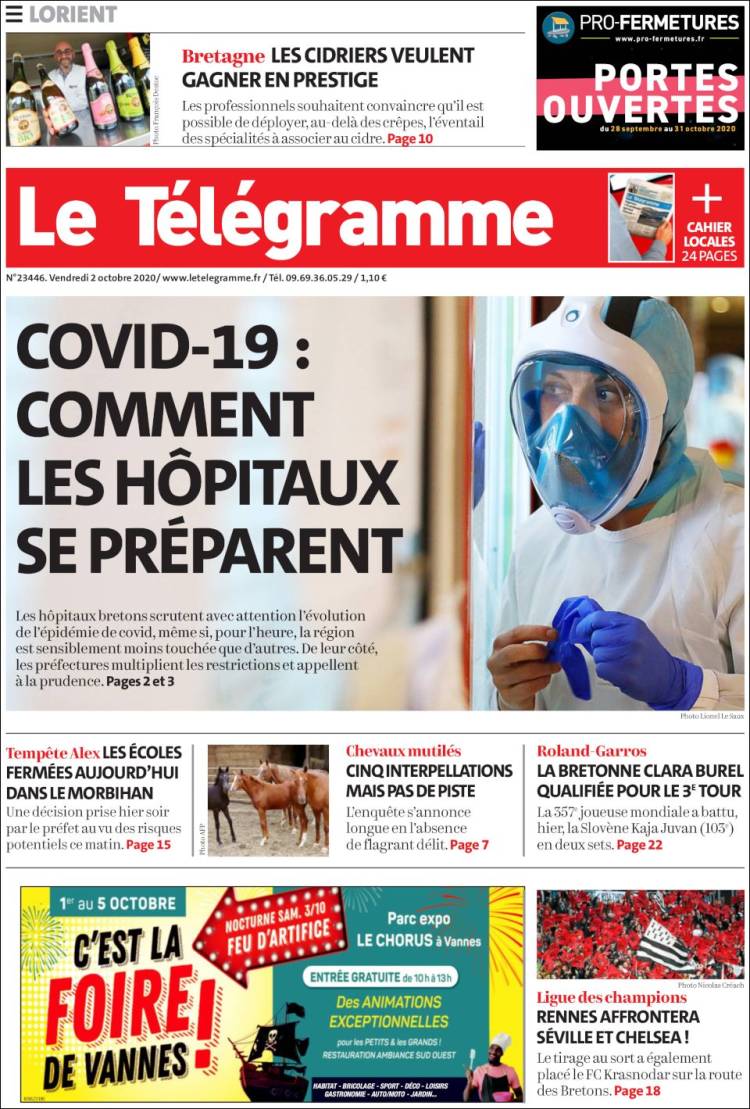 Portada de Télégramme (Francia)
