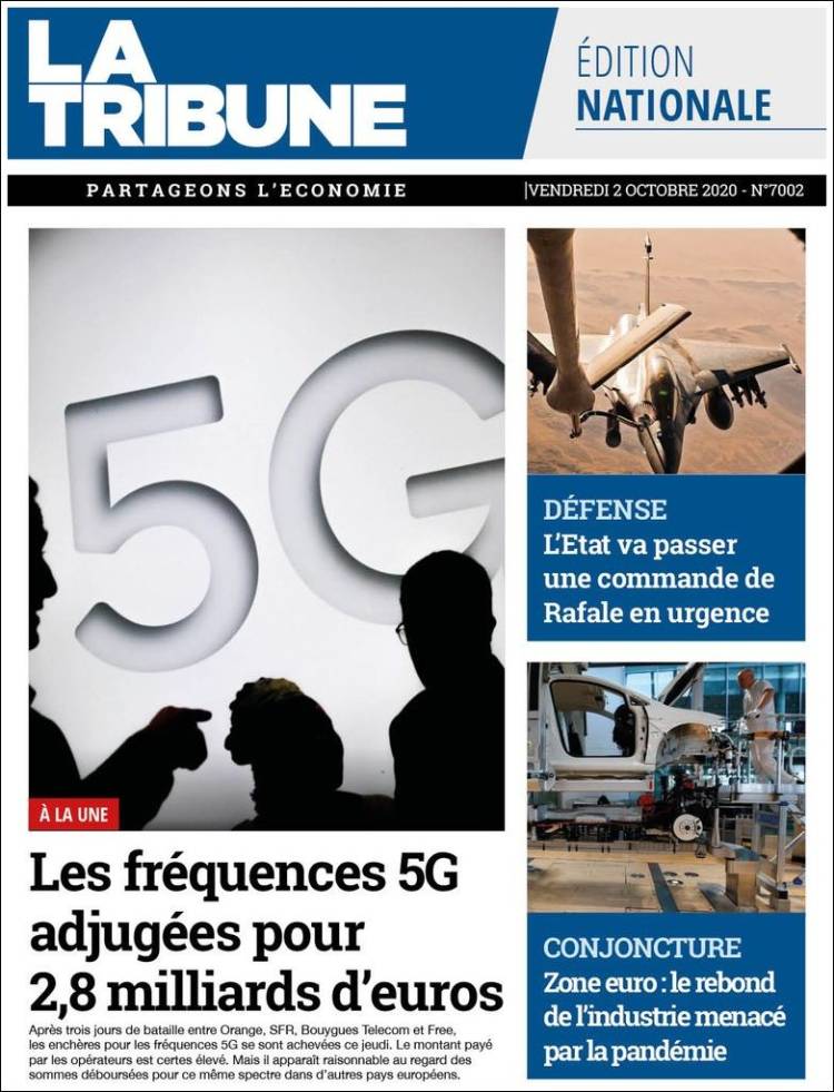 Portada de La Tribune (Francia)