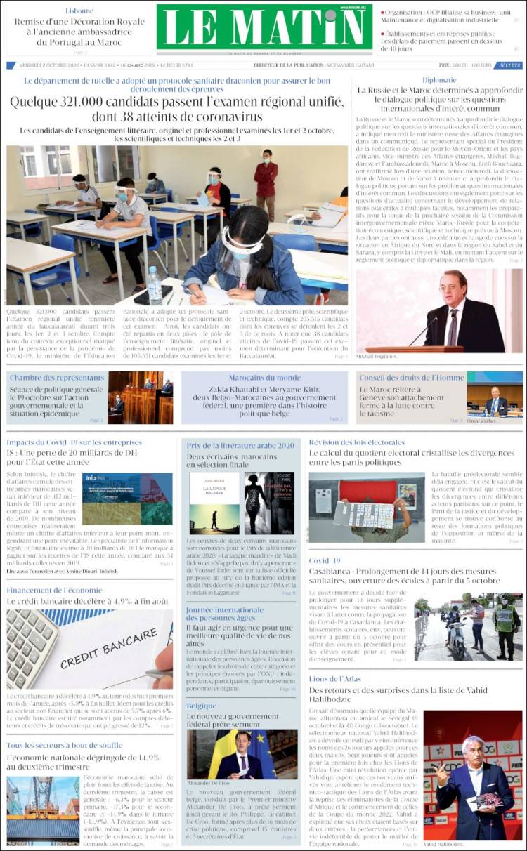 Portada de Le Matin (Marruecos)