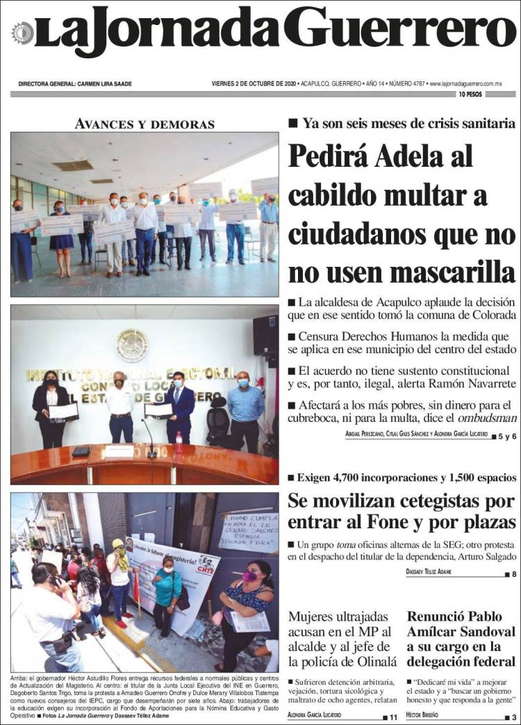 Portada de La Jornada de Guerrero (M&eacute;xico)