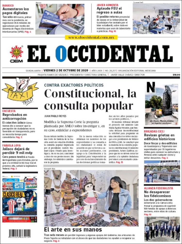Portada de El Occidental (M&eacute;xico)
