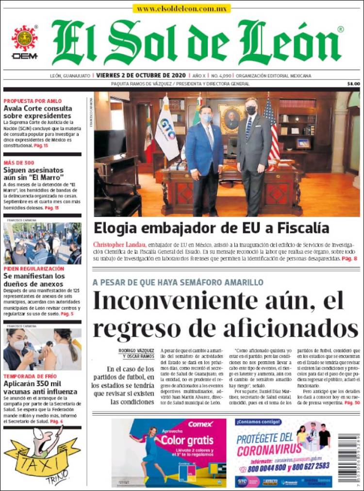 Portada de El Sol de León (M&eacute;xico)