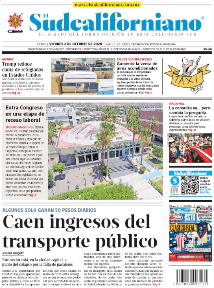 Portada de El Sudcaliforniano (M&eacute;xico)