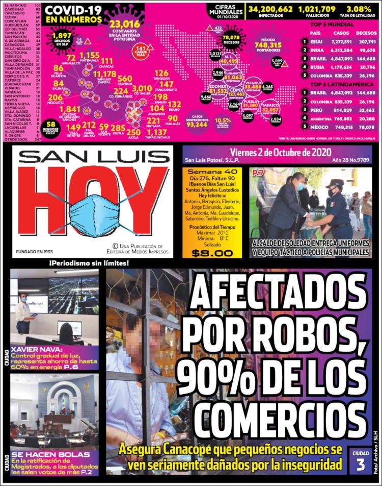 Portada de San Luis Hoy (M&eacute;xico)