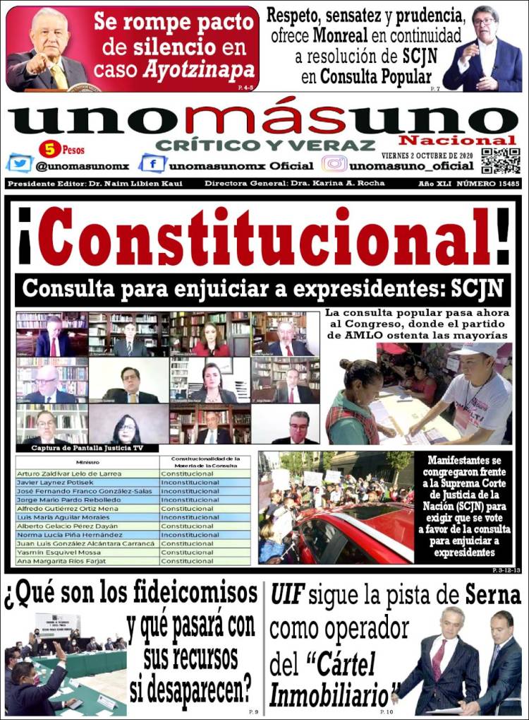 Portada de unomásuno (M&eacute;xico)