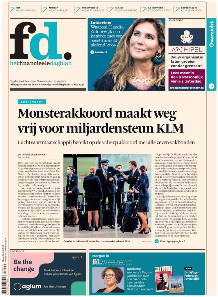 Portada de Het Financieele Dagblad (Pa&iacute;ses Bajos)