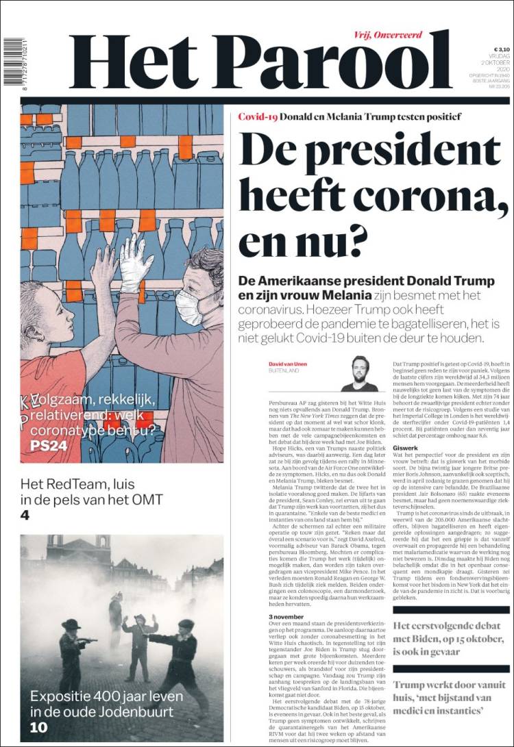 Portada de Het Parool (Pa&iacute;ses Bajos)