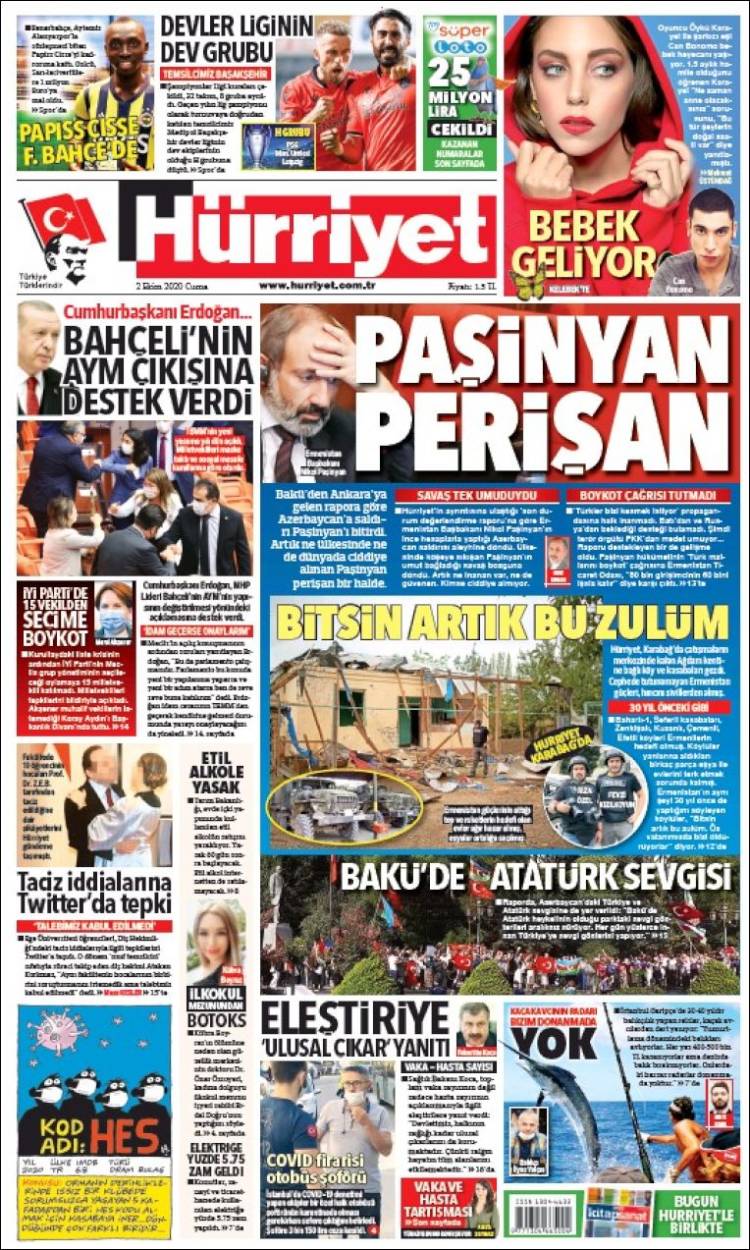 Portada de Hürriyet (Turqu&iacute;a)