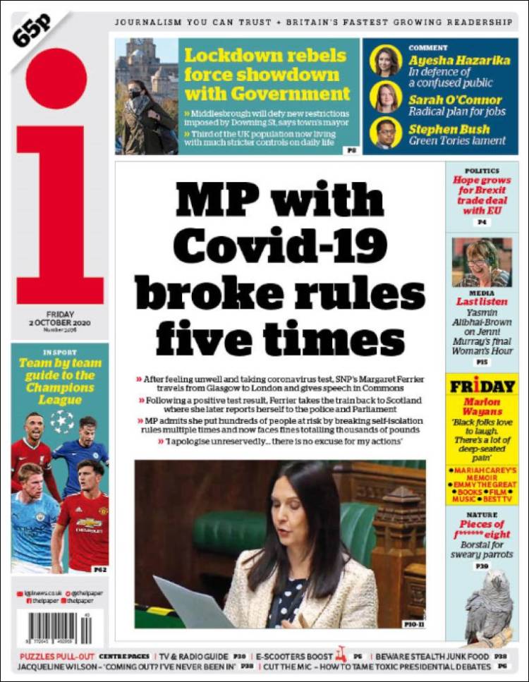 Portada de The i (Reino Unido)