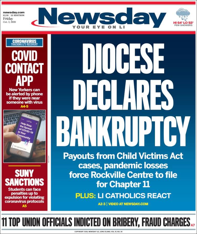 Portada de Newsday (USA)