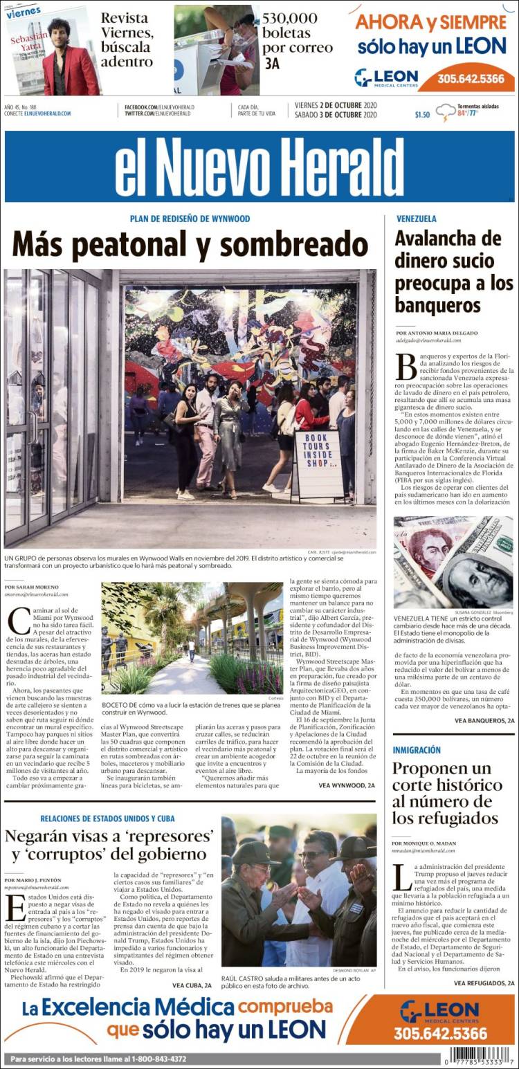 Portada de El Nuevo Herald (USA)