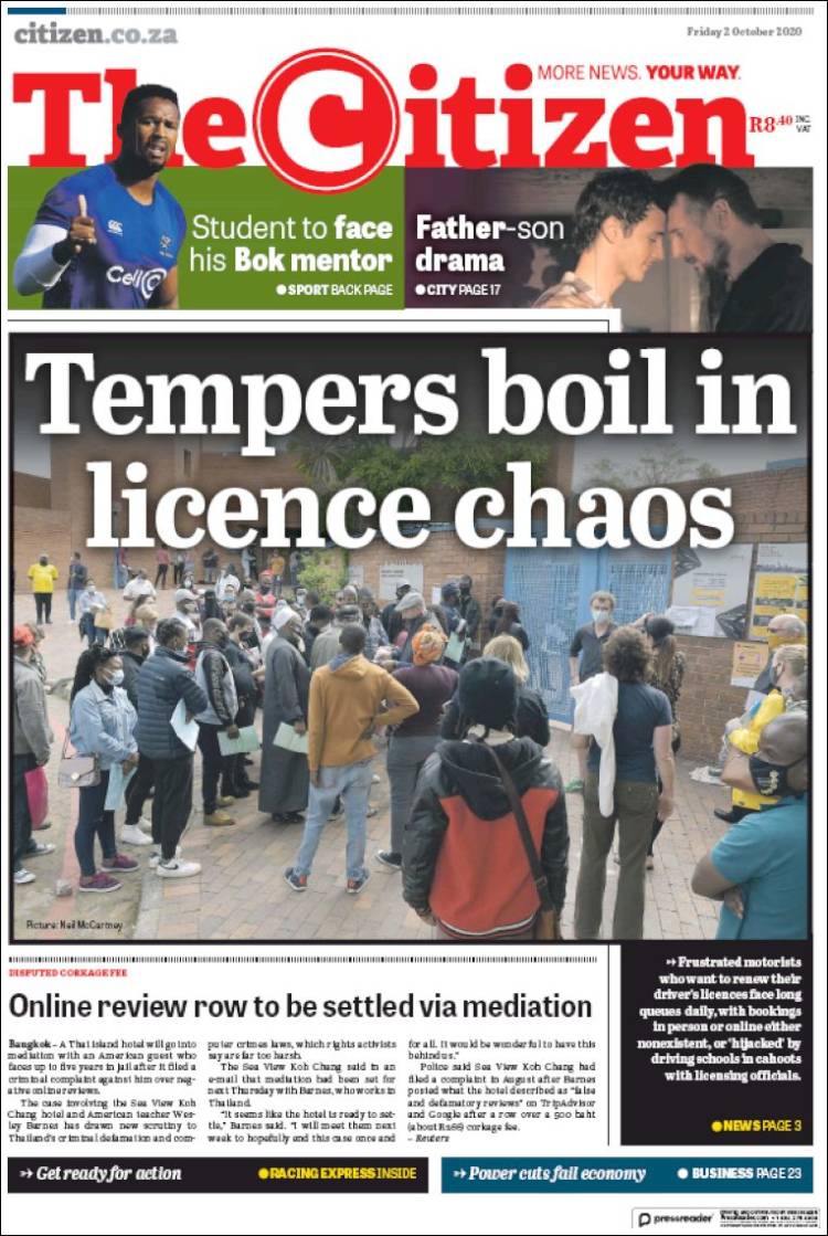 Portada de The Citizen (Sud&aacute;frica)