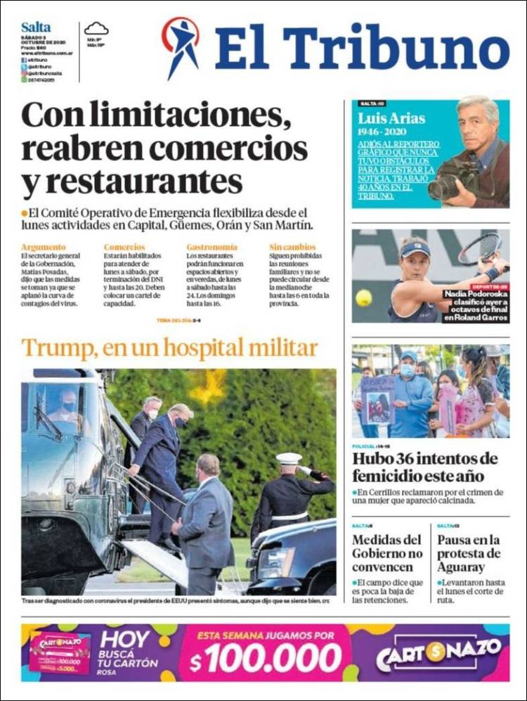 Portada de El Tribuno - Salta (Argentina)