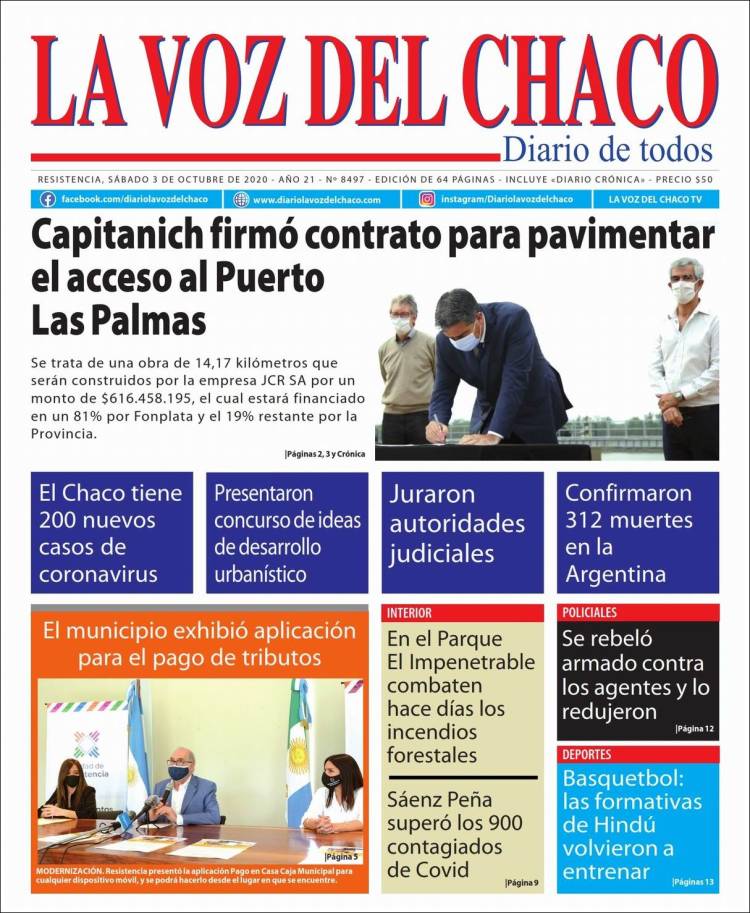 Portada de La Voz del Chaco (Argentina)