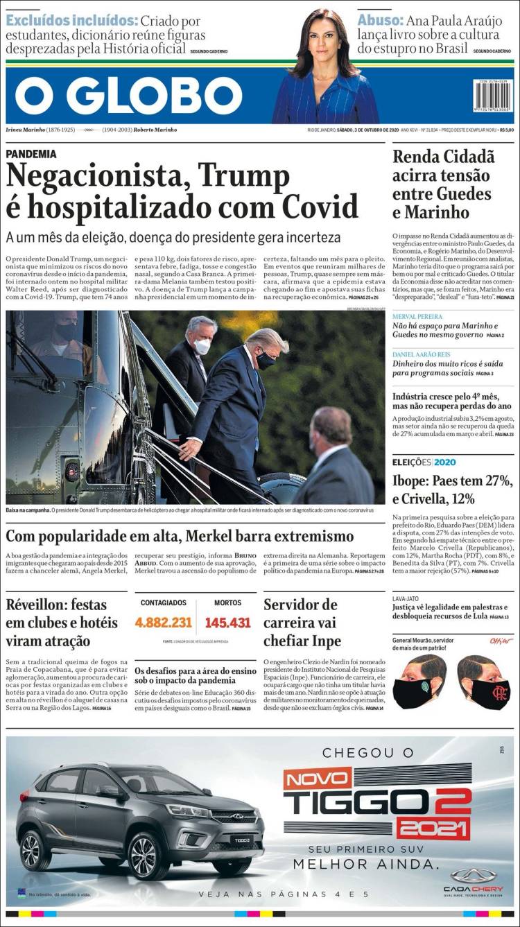 Portada de O Globo (Brasil)