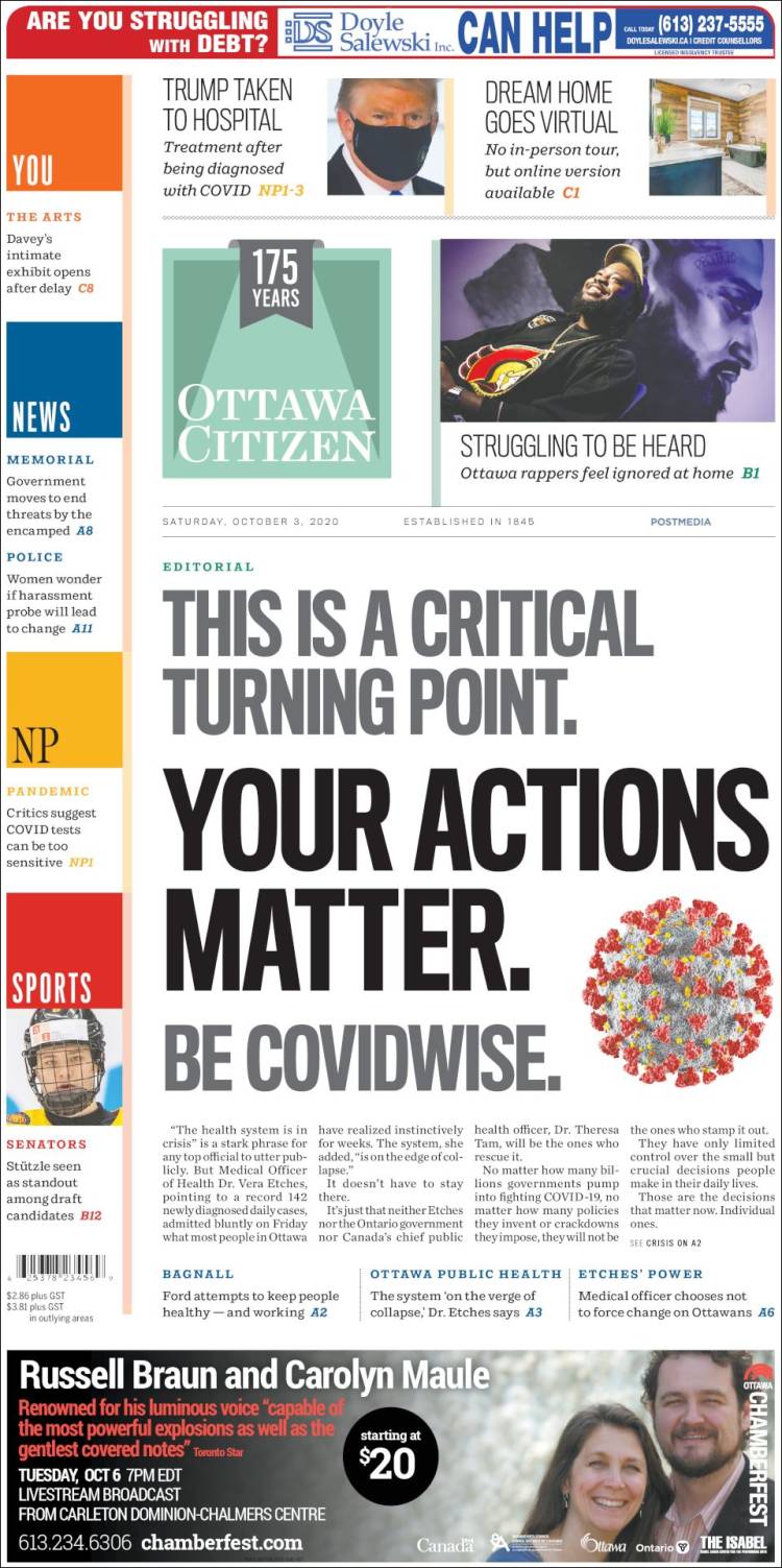 Portada de Ottawa Citizen (Canadá)