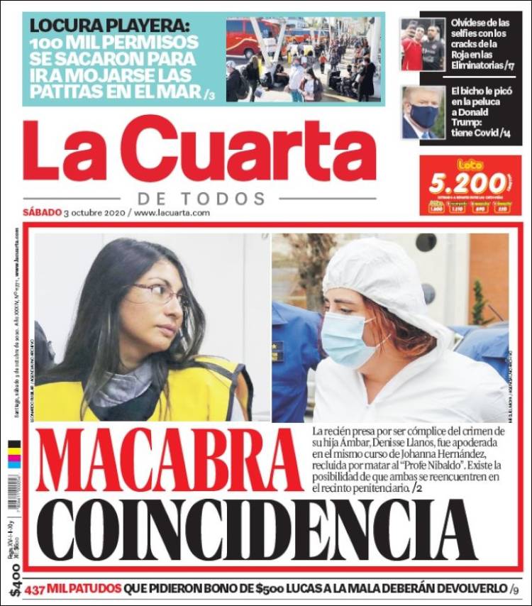 Portada de La Cuarta (Chile)