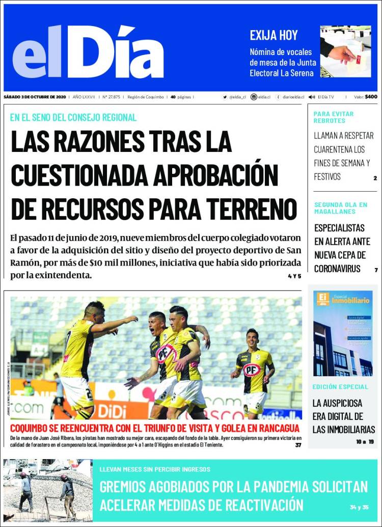 Portada de El Día (Chile)