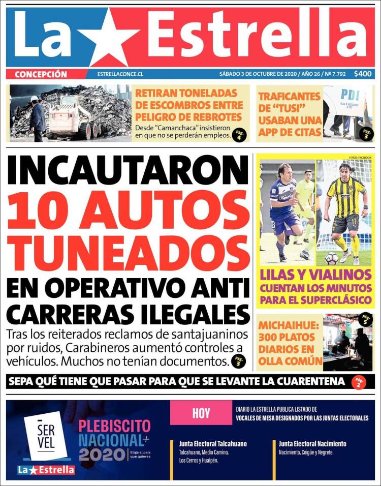 Portada de La Estrella de Concepción (Chile)