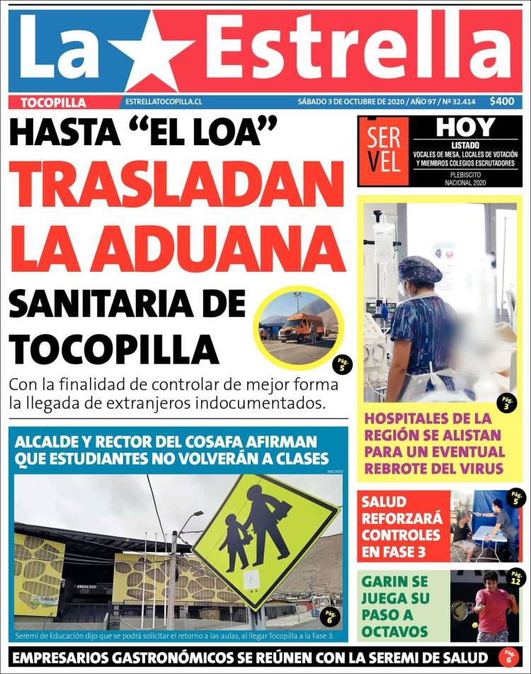 Portada de La Estrella de Tocopilla (Chile)