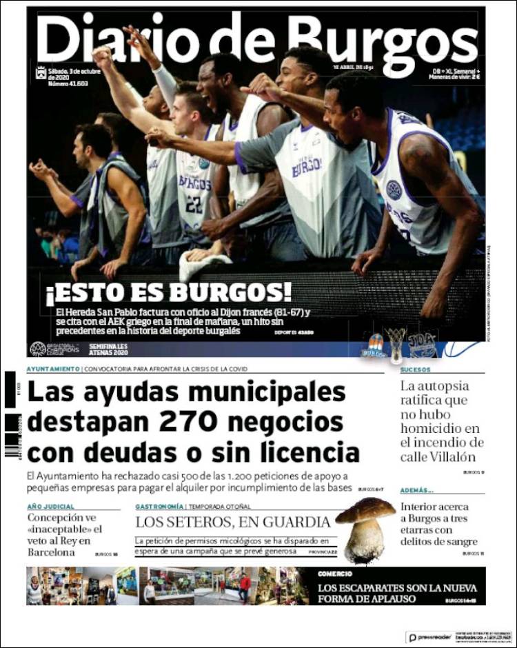 Portada de Diario de Burgos (España)