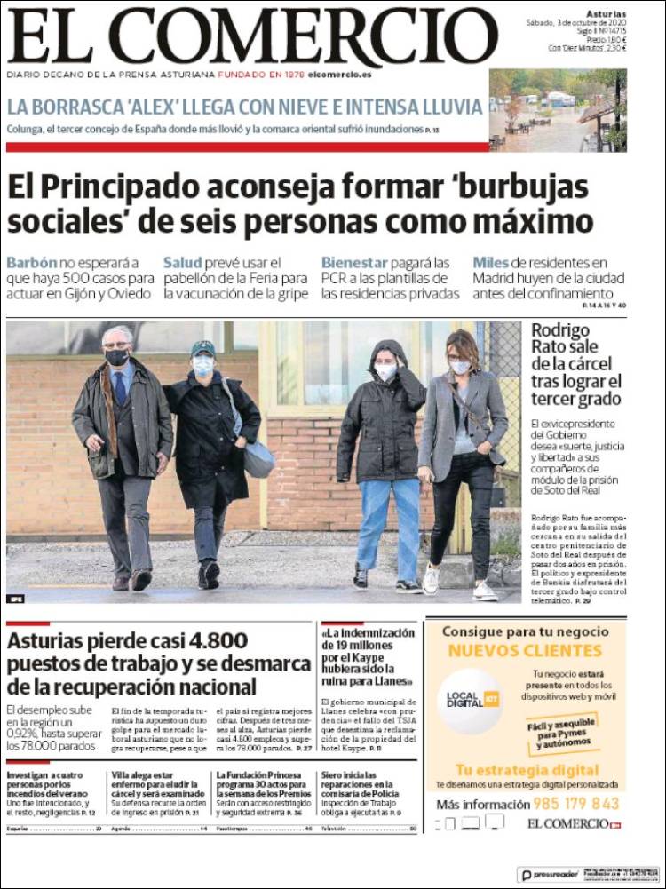Portada de El Comercio (Espa&ntilde;a)