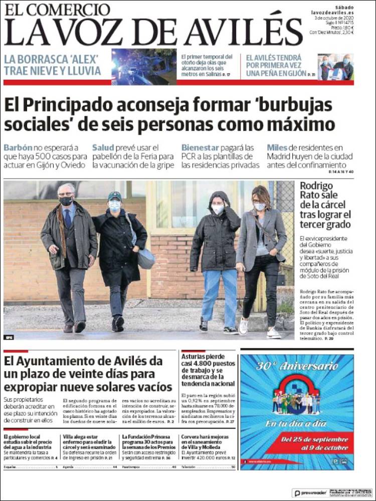 Portada de El Comercio - Avilés (Espa&ntilde;a)