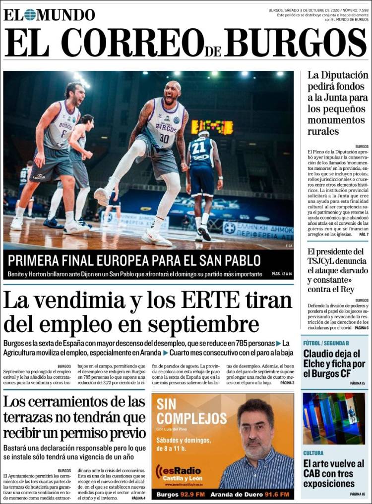 Portada de El Correo de Burgos (España)