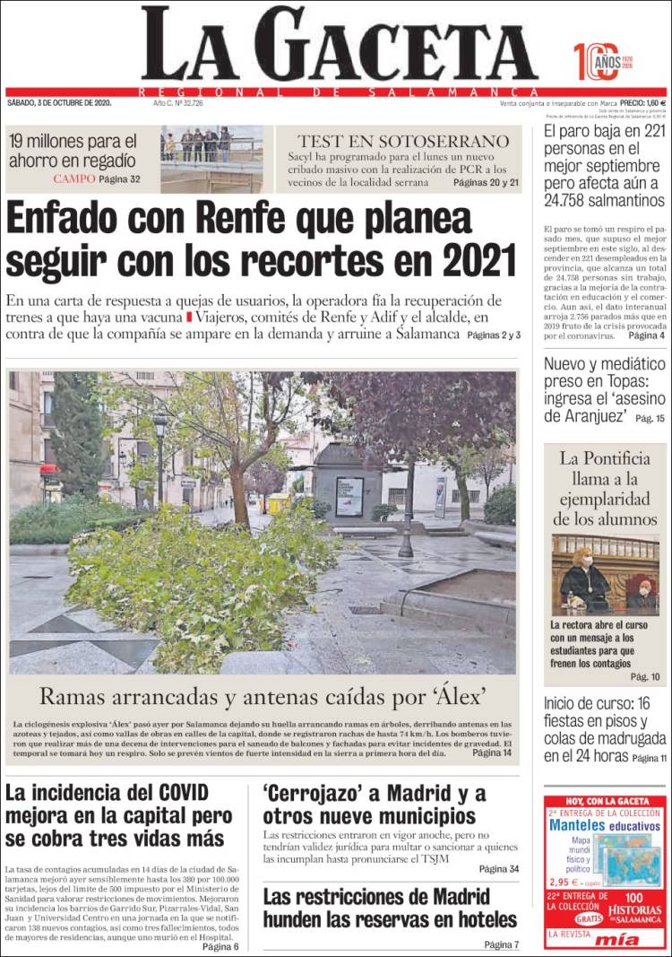 Portada de La Gaceta de Salamanca (Espa&ntilde;a)