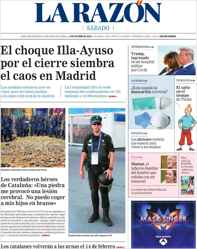 Portada de La Razón (Espa&ntilde;a)