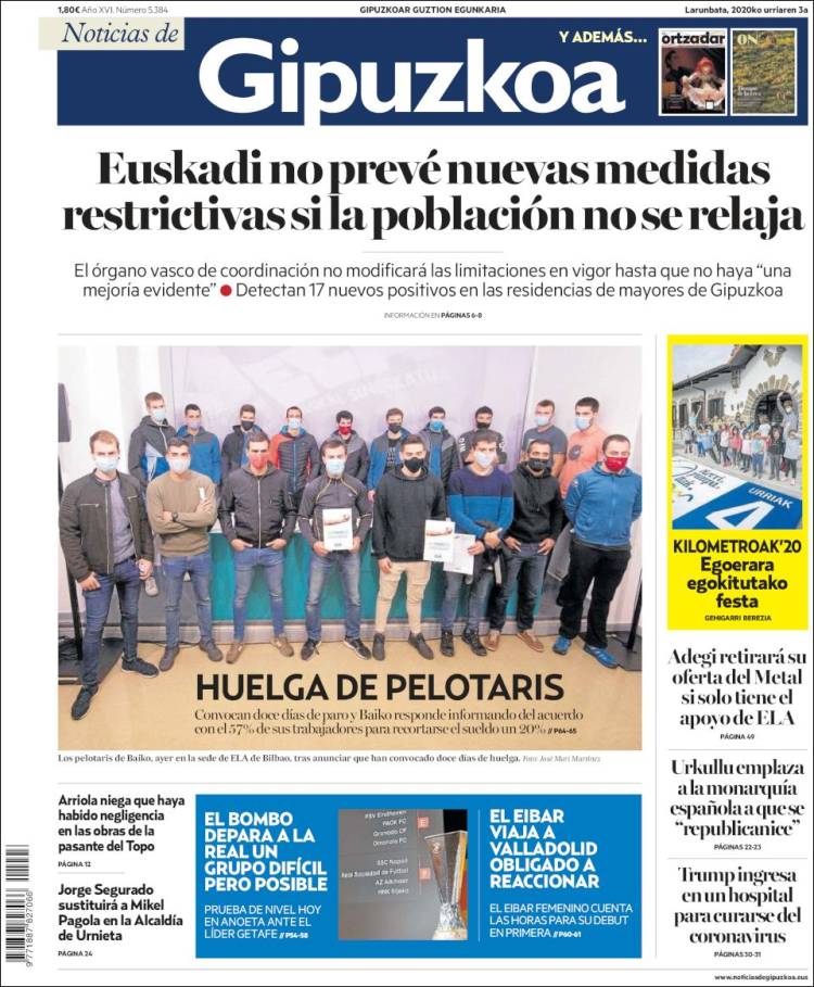 Portada de Noticias de Gipuzkoa (España)