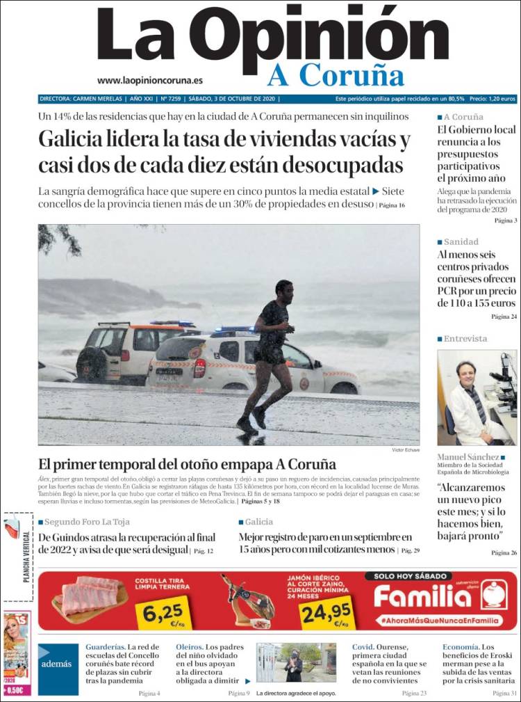 Portada de La Opinión de A Coruña (Espa&ntilde;a)