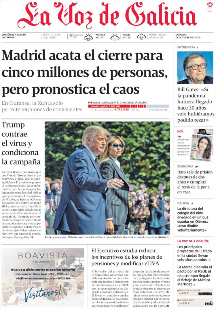 Portada de La Voz de Galicia (Espa&ntilde;a)